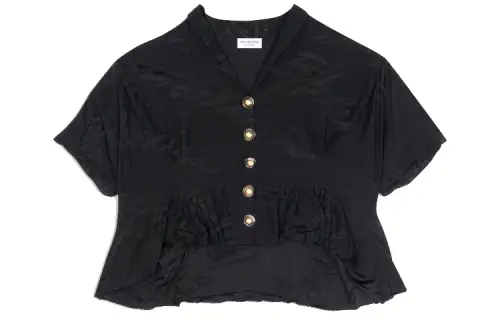 Balenciaga Shirts Women's Black V Neck Moderate Shirt