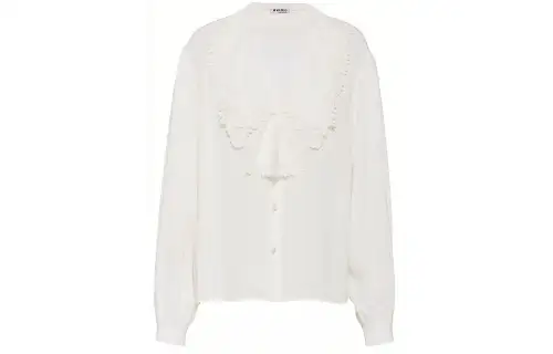 MIU MIU Shirts Women's White V Neck Moderate Shirt