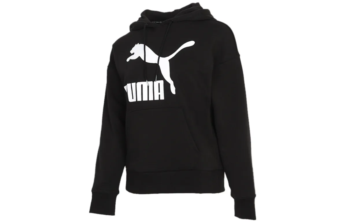PUMA Sweatshirts Women's Black Hooded Moderate Regular