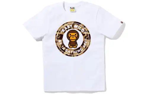Bape Women'ss Cookie Camo 2 Milo Busy Works Tee White Beige