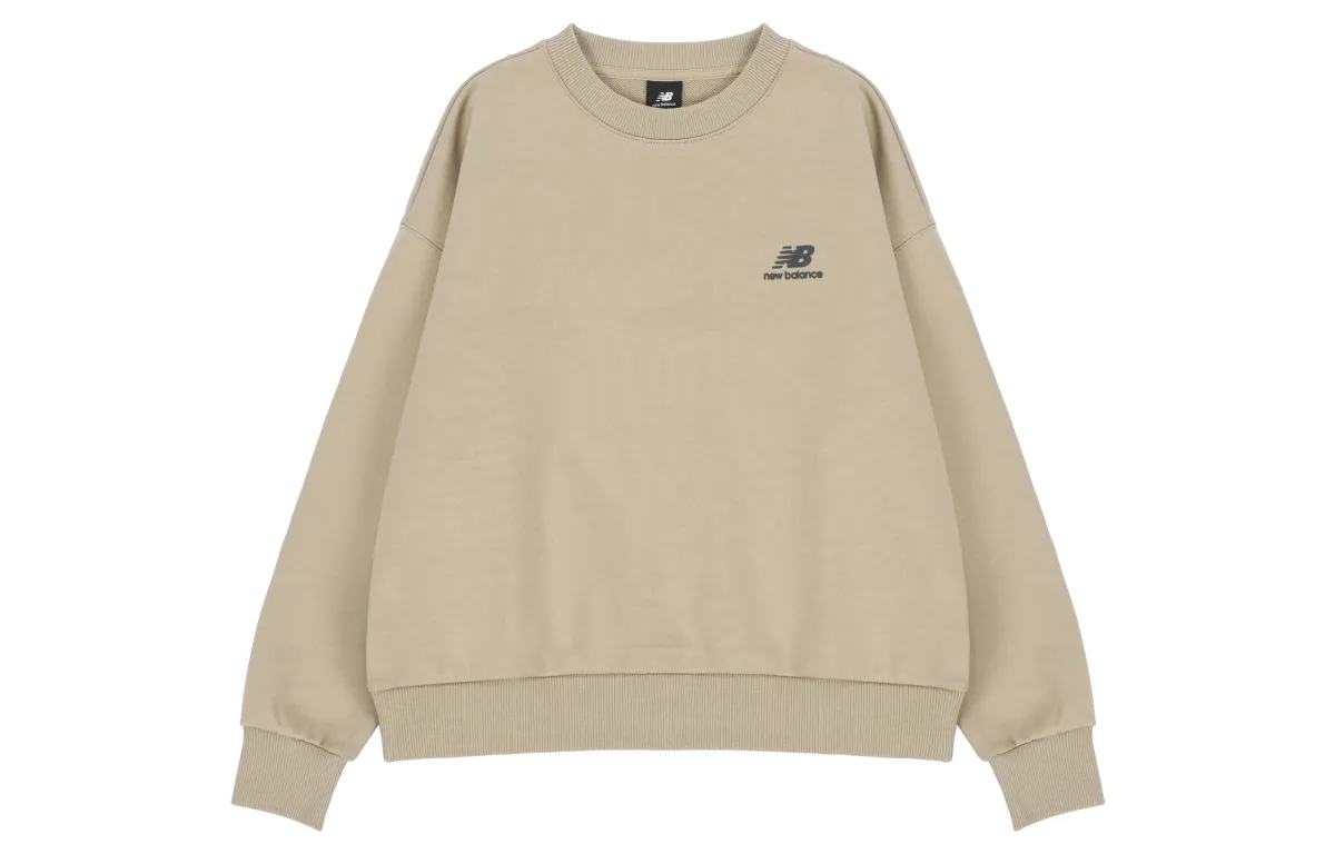 New Balance Sweatshirts Women's Khaki Crew Neck Moderate Straight Fit