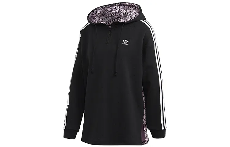 Adidas Originals 3 Stripes Sweatshirts Women's Hooded Moderate Regular