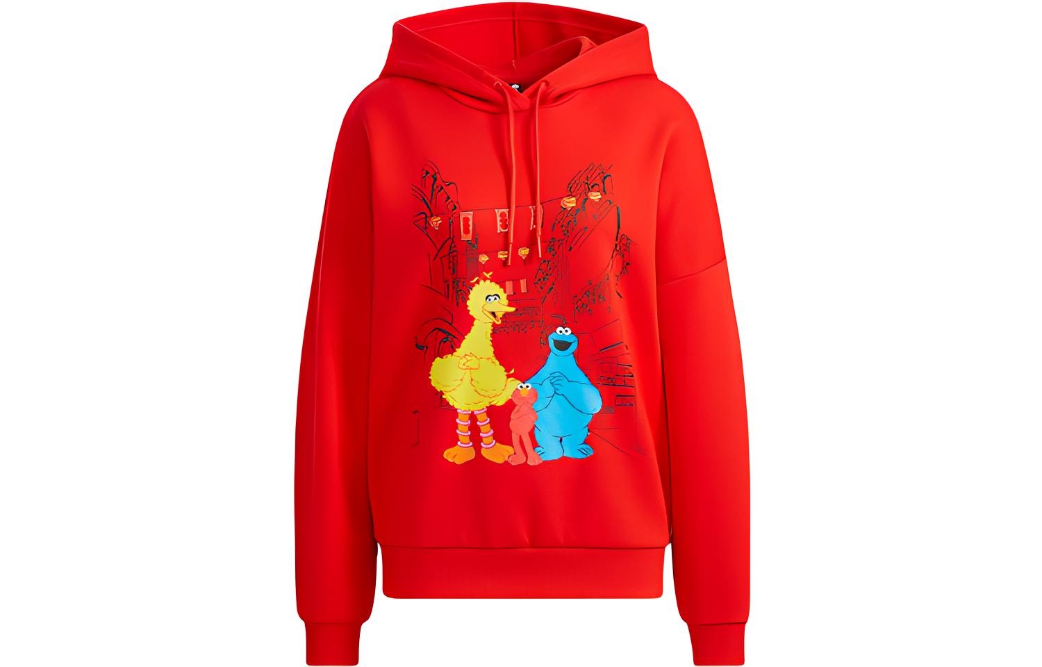 Женское худи adidas neo Улица Сезам (красное)