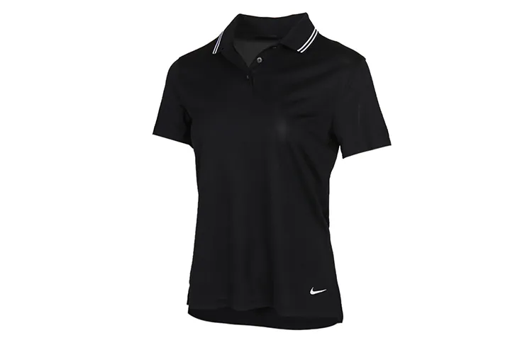 Nike Polo Shirts Women's Black Polo Collar Moderate Straight Fit