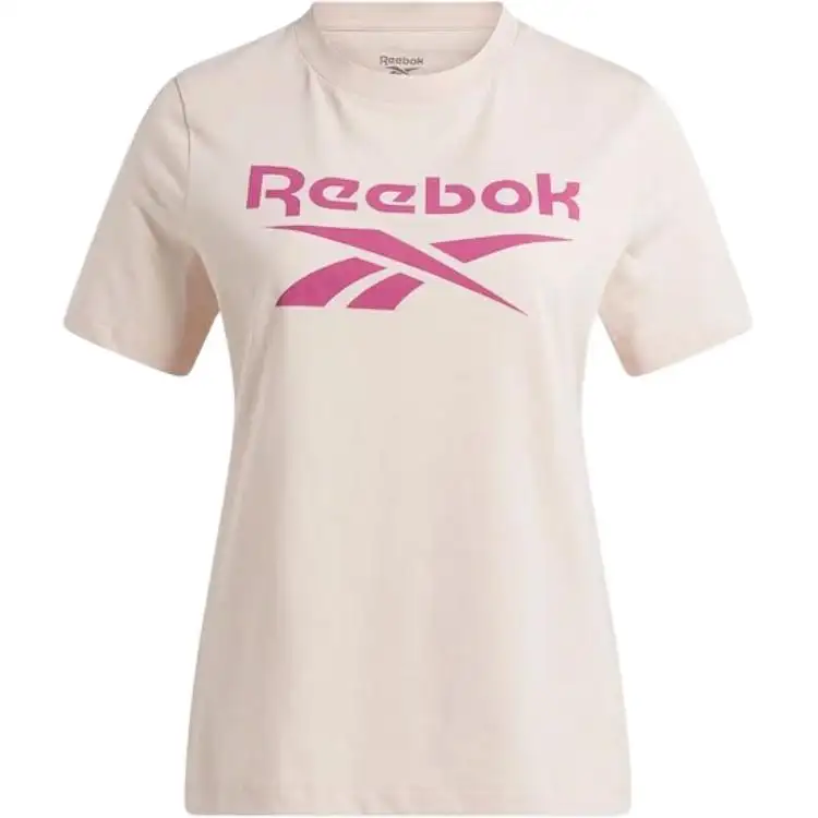 Reebok T Shirts Women's Pink Crew Neck Moderate Straight Fit
