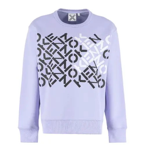 KENZO Letter Logo Sweatshirts Women's Purple Crew Neck Moderate Regular