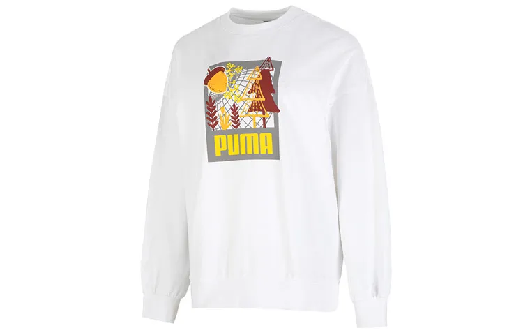 PUMA Sweatshirts Women's White Crew Neck Moderate Other