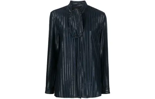 SAINT LAURENT Tie-neck Metallic Threading Shirt