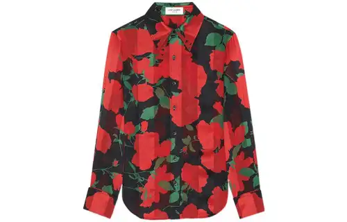 SAINT LAURENT Floral Printed Long Sleeved Shirt