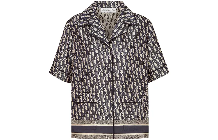 DIOR Quarterly New Products Shirts Women's Navy Lapel Moderate Shirt