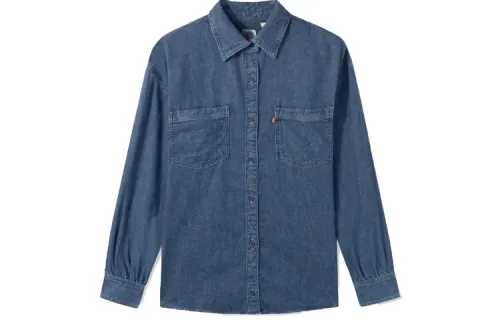 Levis Shirts Women's Blue Lapel Moderate Other