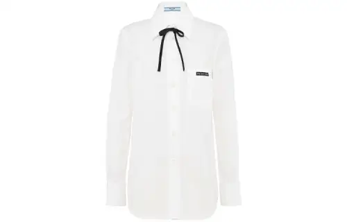 PRADA Shirts Women's White Lapel Moderate Shirt