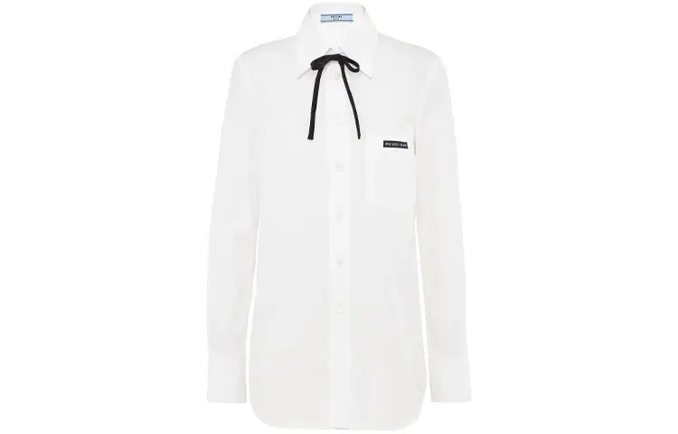 PRADA Shirts Women's White Lapel Moderate Shirt