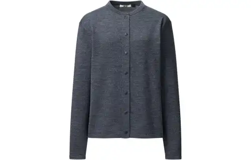 UNIQLO FW23 U Sweaters Women's Dark Gray Crew Neck Moderate Cardigan
