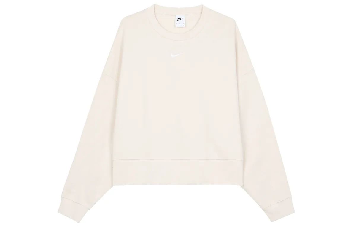 Nike Sportswear Essentials Collection Small Logo Thermal Knitted Fabric Pullover Thickened And Fleece Lined Crew Neck