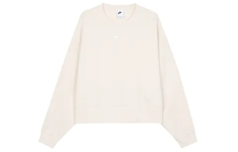 Nike Sportswear Essentials Collection Small Logo Thermal Knitted Fabric Pullover Thickened And Fleece Lined Crew Neck