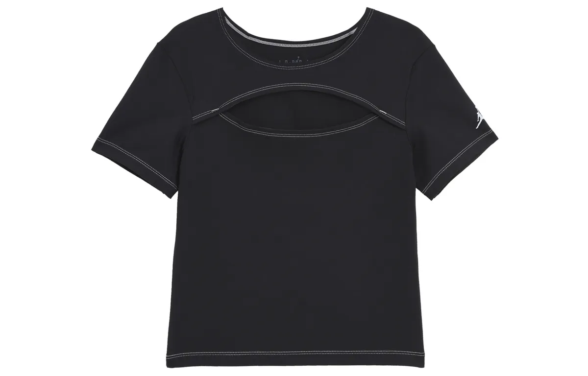 Jordan T-Shirts Women's Black Crew Neck Moderate Straight Fit