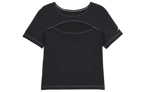 Jordan T Shirts Women's Black Crew Neck Moderate Straight Fit