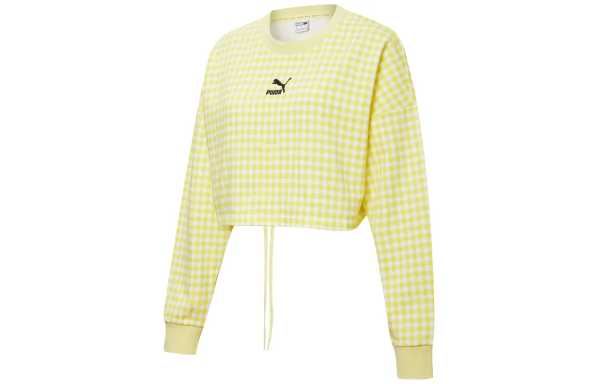 PUMA Sweatshirts Women's Yellow Crew Neck Moderate Regular