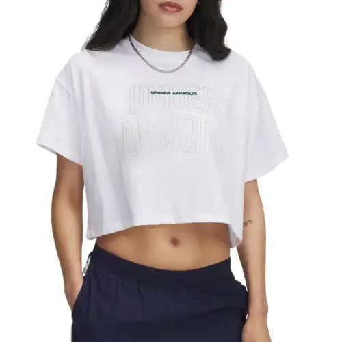 Under Armour Varsity Drop Shoulder Sleeve T Shirt Women's White