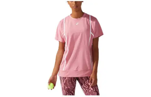 ASICS T Shirts Women's Pink Crew Neck Moderate Other