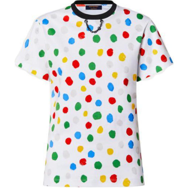 Женская футболка Louis Vuitton x Yayoi Kusama с принтом (белая)