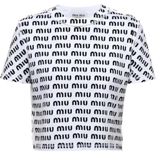 MIU MIU T Shirts Women's White Crew Neck Moderate Straight Fit