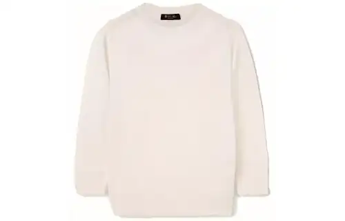 Loro Piana FW23 Piuma Crew Neck Sweater Women's White