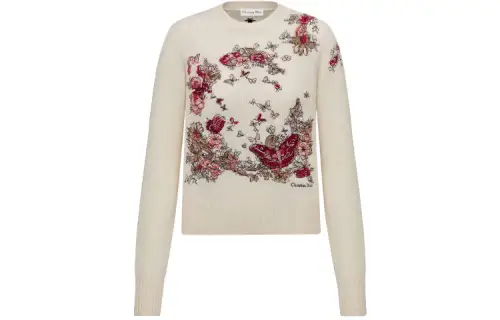 DIOR Quarterly New Products Cashmere Sweaters Women's White Crew Neck Moderate