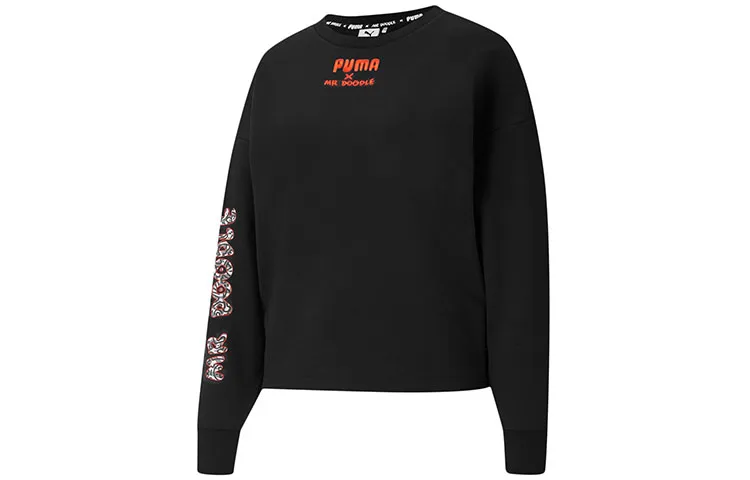 PUMA Sweatshirts Women's Black Crew Neck Moderate Straight Fit