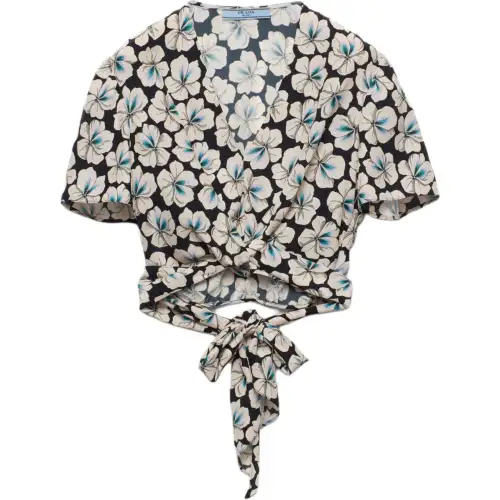 PRADA Floral-print Cropped Top