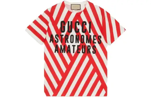 GUCCI T Shirts Women's Red Crew Neck Thin Straight Fit