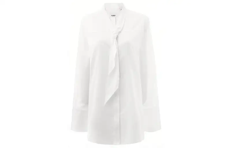 Burberry Shirts Women's White Stand Collar Moderate Shirt