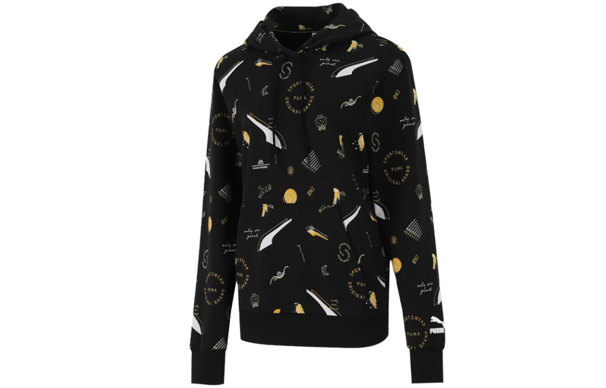 PUMA Sweatshirts Women's Black Hooded Moderate Regular