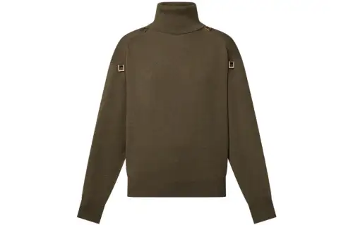 LOUIS VUITTON Pull Col Roulé À Anneaux Demi Ronds Sweater Women's Khaki