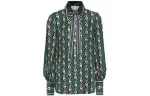 GUCCI Shirts Women's Green Pointed Collar Shirt