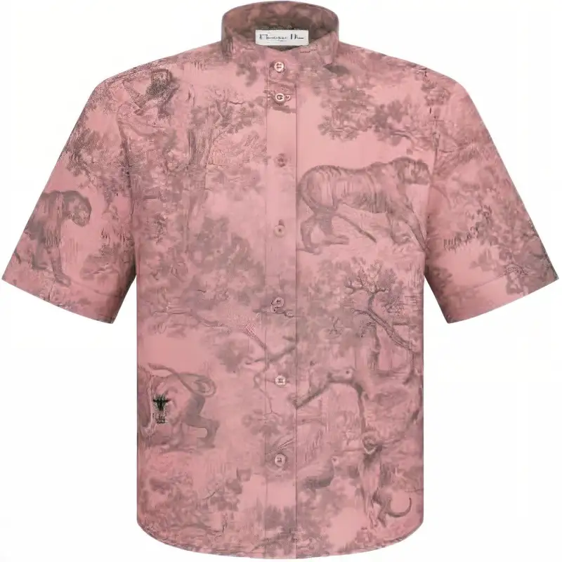 DIOR T Shirts Women's Pink Stand Collar Moderate