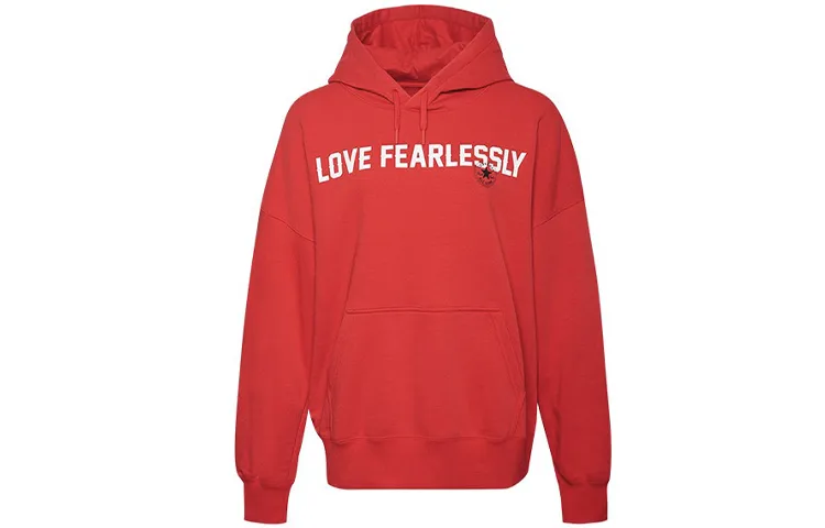 Converse Progress 2.0 Sweatshirts Women's Red Hooded Moderate Straight Fit