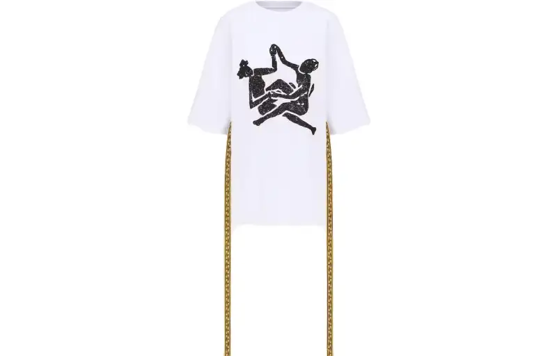 DIOR T Shirts Women's White Crew Neck Moderate Straight Fit