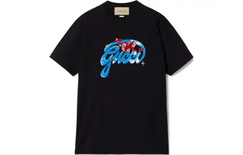 GUCCI FW24 Drop Shoulder Sleeve T Shirt Women's Black