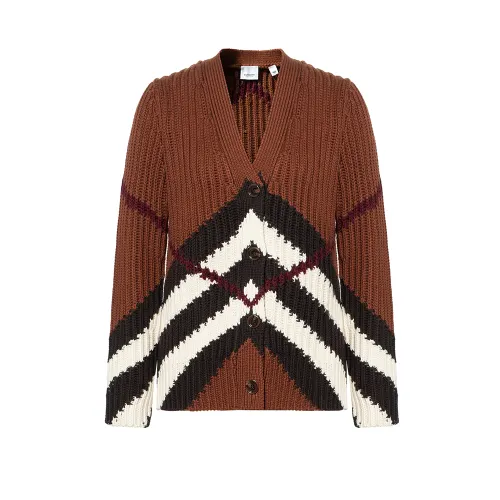 Burberry Cashmere Sweaters Women's Brown V Neck Moderate