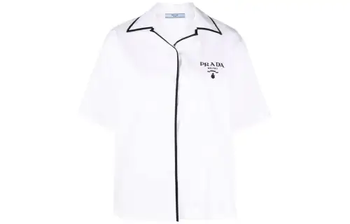 PRADA Shirts Women's White Lapel Moderate Shirt