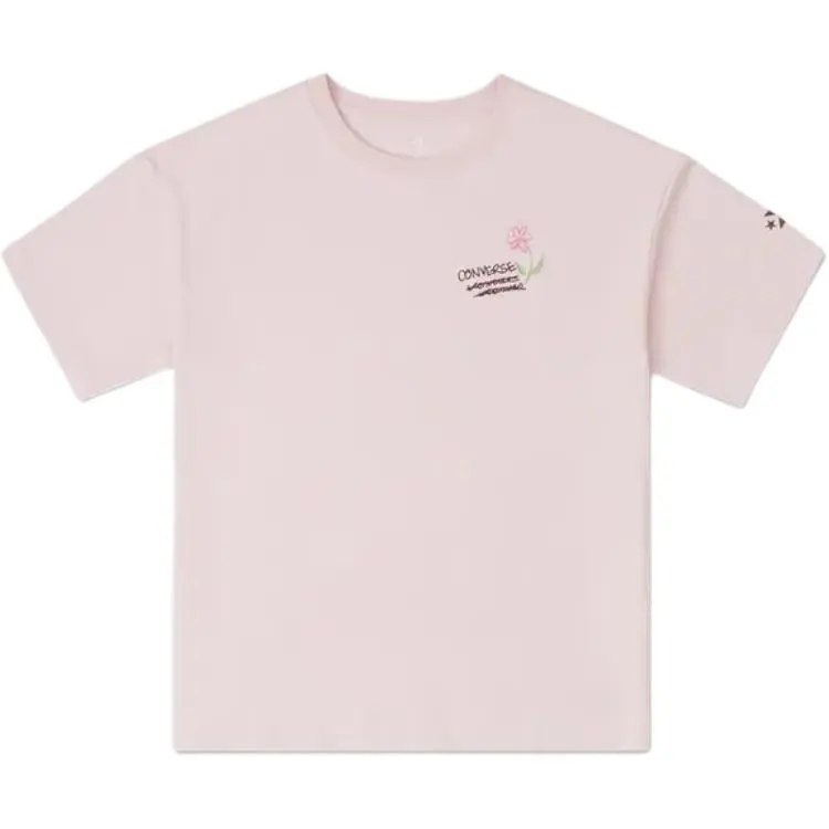 Converse T-Shirts Women's Pink Crew Neck