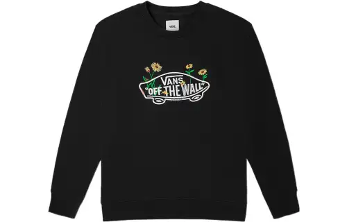 Vans Sweatshirts Women's Black Crew Neck Moderate Regular