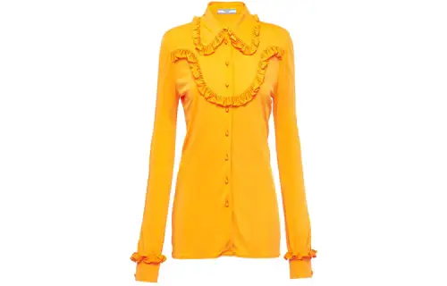 PRADA Shirts Women's Yellow Ruffle Collar Moderate Shirt