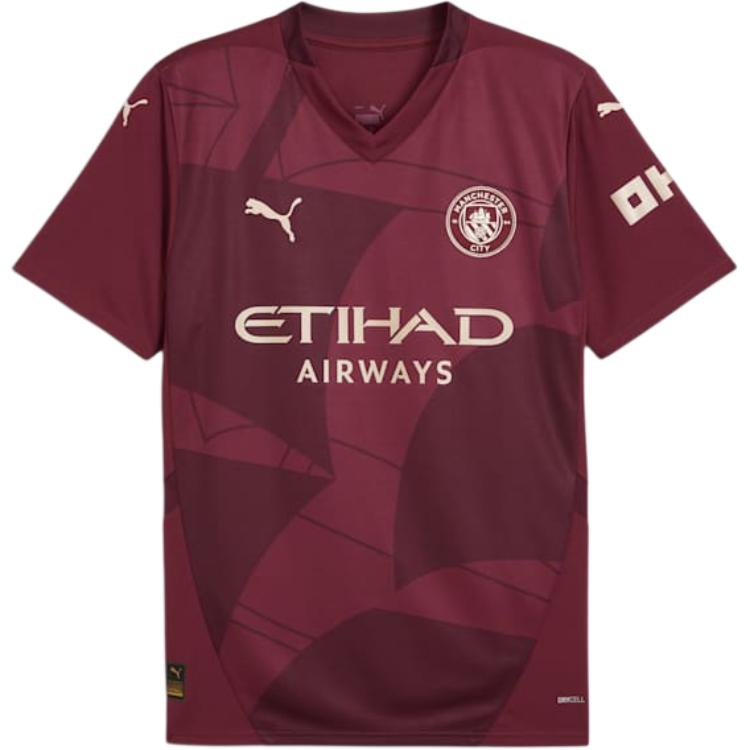 PUMA Puma Manchester City 24/25 SS24 Comfortable and Fashionable Fan Edition Letter V-neck Pullover Short Sleeve Football Jersey Men's Red