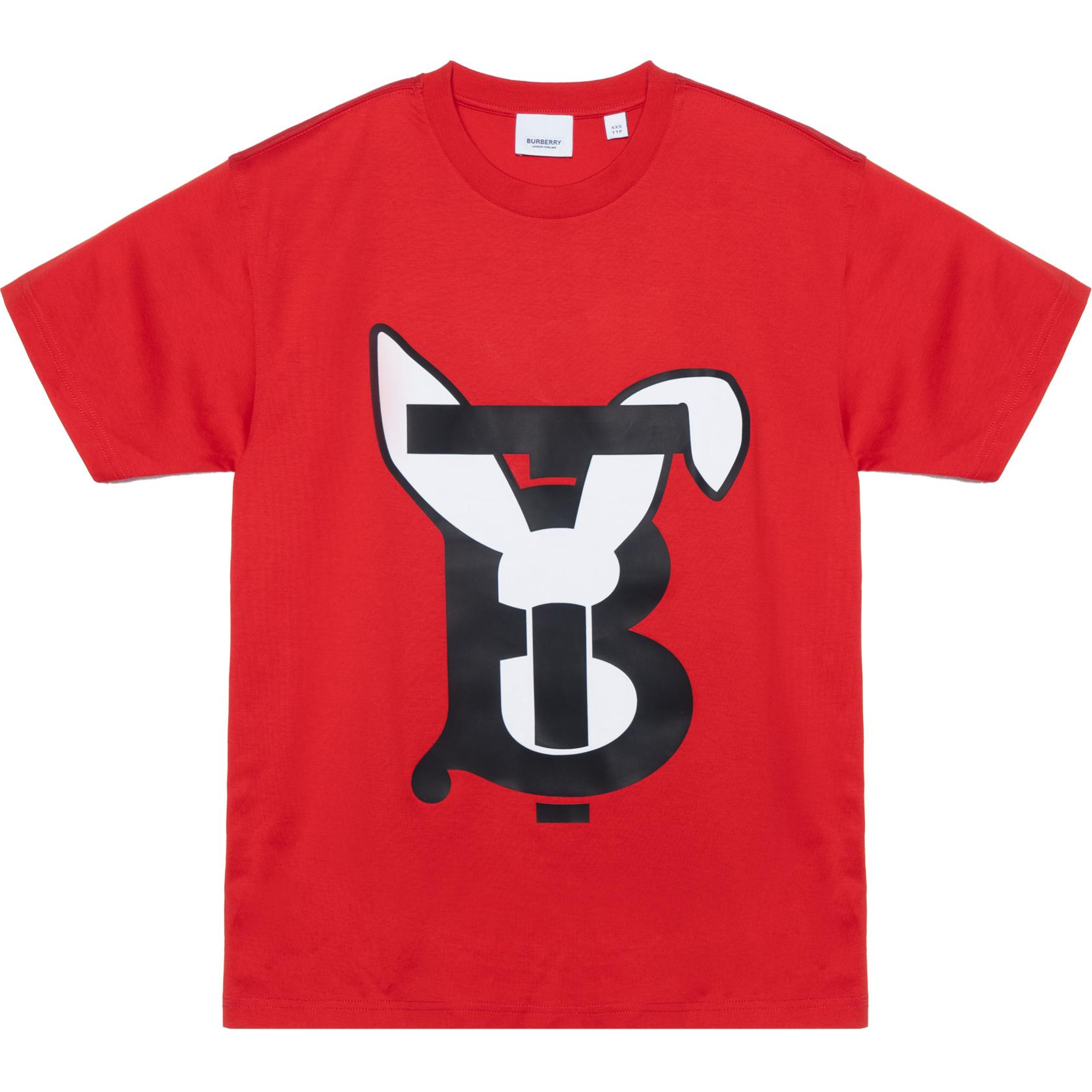 Burberry SS23 The Year Of The Rabbit SS23 Drop Shoulder Sleeve T Shirt Women's Red