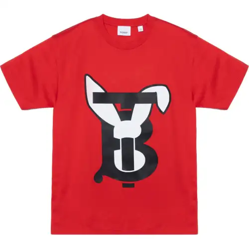 Burberry SS23 The Year Of The Rabbit SS23 Drop Shoulder Sleeve T Shirt Women's Red