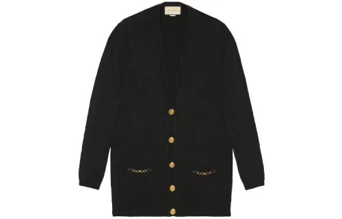 GUCCI Cashmere Sweaters Women's Black V Neck Moderate