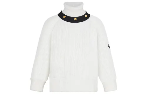 LOUIS VUITTON New Quarterly Products Of LV Cashmere Sweaters Women's White Turtleneck Moderate